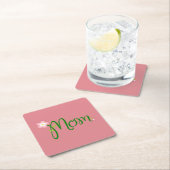 Mama Erdbeere Rosa Quadrat Papier Untersetzer (Vor Ort)