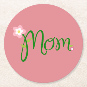 Mama Erdbeere Rosa Rundpapier Untersetzer