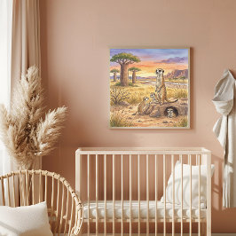 Mama Erdmännchen und Kinderkinderzimmer Poster