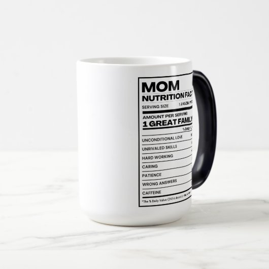 Mama Ernährung Fakten Etikett Funny Funny Verwandlungstasse (VorderseiteRechts)