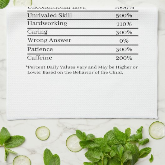 Mama Ernährungsfakte Geschirrtuch (Gefaltet)