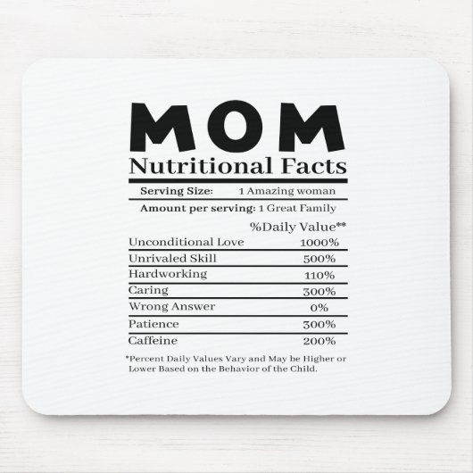 Mama Ernährungsfakte Mousepad (Vorne)