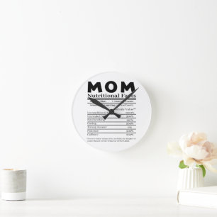 Mama Ernährungsfakte Runde Wanduhr