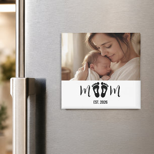 Mama Errichtete Baby-Fußabdrücke Foto-Geschenk-Mag Magnet