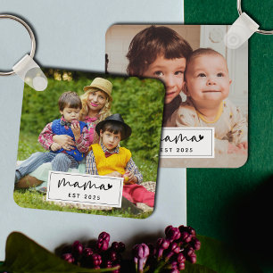 Mama Errichtetes Jahr Einfaches Foto Personalisier Schlüsselanhänger