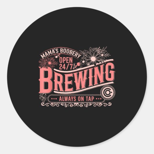 Mama Ery Brewery Brewing Co New Mom Funny Breast F Runder Aufkleber (Vorderseite)