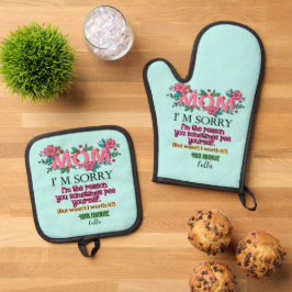 Mama, es tut mir leid, dass ich der Grund bin, war Ofenhandschuh & Topflappen-Set
