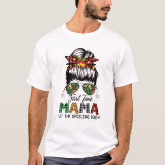 Mama Est. 2022 Messy Bun Xmas Pajama oder T-Shirt