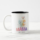 Mama Est 2024 Mothers Day Zweifarbige Tasse (Links)