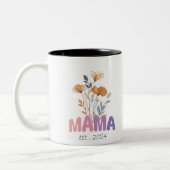 Mama Est 2024 Mothers Day Zweifarbige Tasse (Links)