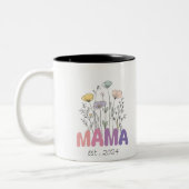 Mama Est 2024 Mothers Day Zweifarbige Tasse (Links)