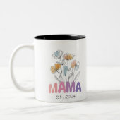 Mama Est 2024 Mothers Day Zweifarbige Tasse (Links)