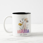 Mama Est 2024 Mothers Day Zweifarbige Tasse (Links)