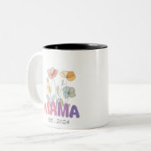 Mama Est 2024 Mothers Day Zweifarbige Tasse (Vorderseite Links)