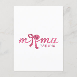 Mama Est 2025 Hot Pink Bow Coquette Muttertag Postkarte