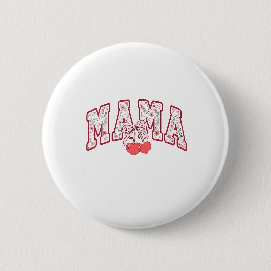 Mama est 2025 Mütter Tag Coquette Bogen Button (Vorderseite)
