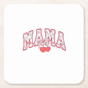 Mama est 2025 Mütter Tag Coquette Bogen Rechteckiger Pappuntersetzer