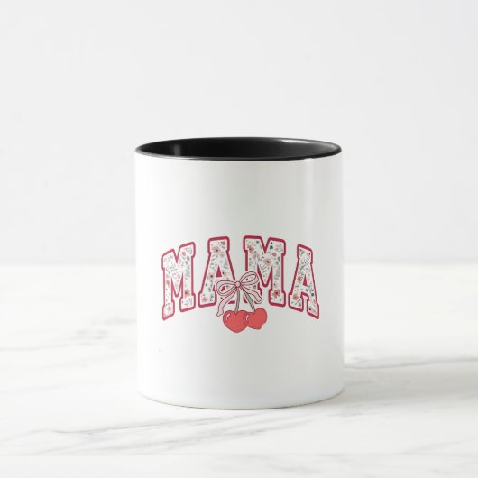Mama est 2025 Mütter Tag Coquette Bogen Tasse (Zentrum)