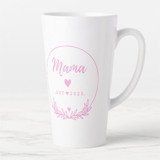 Mama Est.2025 shirt -Mother gift Pink Minimal -  Milchtasse (Rechts)