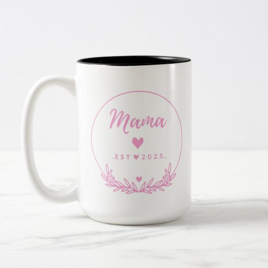 Mama Est.2025 shirt -Mother gift Pink Minimal - Zweifarbige Tasse (Links)