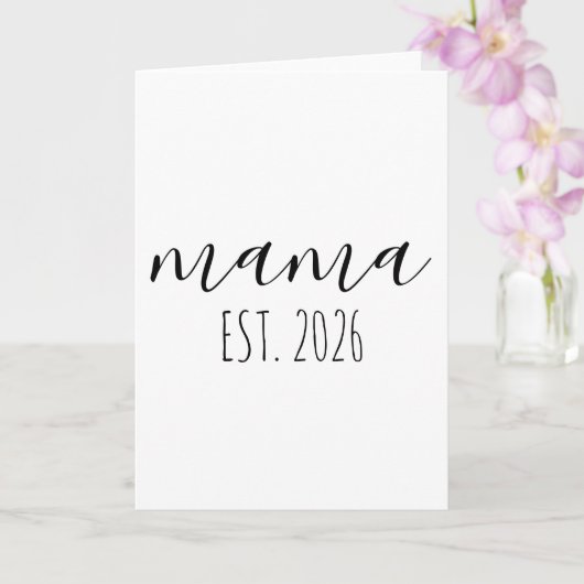 Mama Est. 2026 werdende Mutter Minimalistisch Pers Karte (Orchidee)