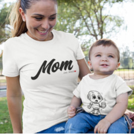 Mama Est. Black Script Red Heart | Custom T-Shirt