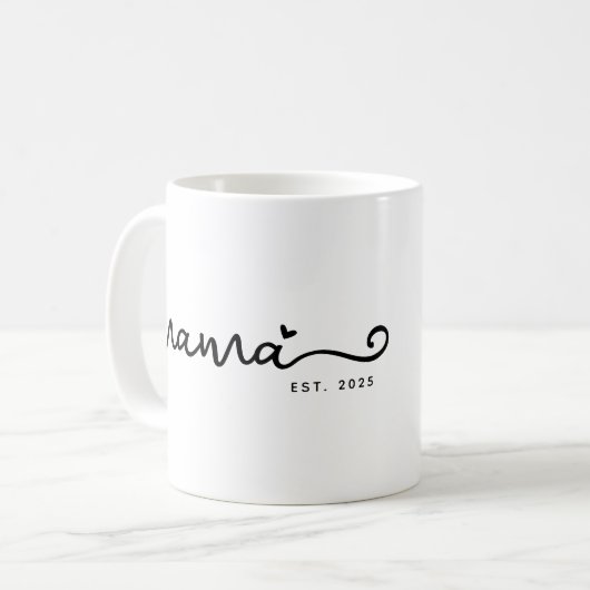 Mama Est. Chic Script Mother's Day-Geschenk Kaffeetasse (Vorderseite Links)