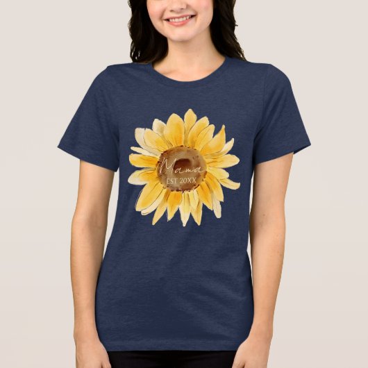 Mama Est Cute Sonnenblume Tri-Blend Shirt (Vorderseite)