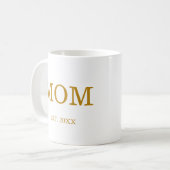 Mama Est. Datum mit Kindernamen Gold-Script Kaffeetasse (Vorderseite Links)