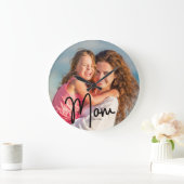 Mama Est. Fotogeschenk Große Wanduhr (Zuhause)