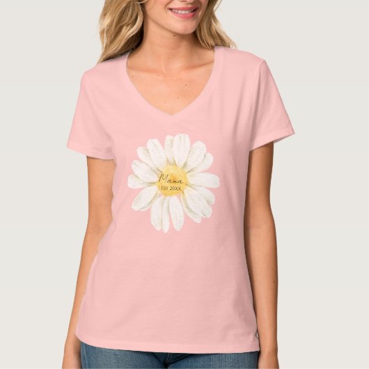 Mama Est - Gänseblümchen-V-Ausschnitt T-Shirt (Vorderseite)