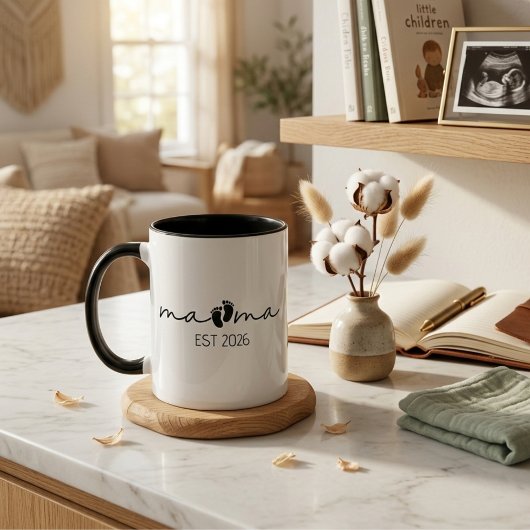 Mama Est Jahr Modernes Script Design Tasse