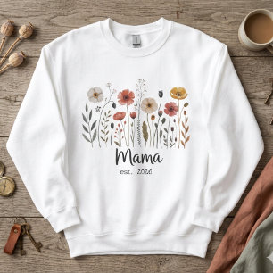 Mama Est Jahr Wildblumen Botanisches Florales Desi Sweatshirt