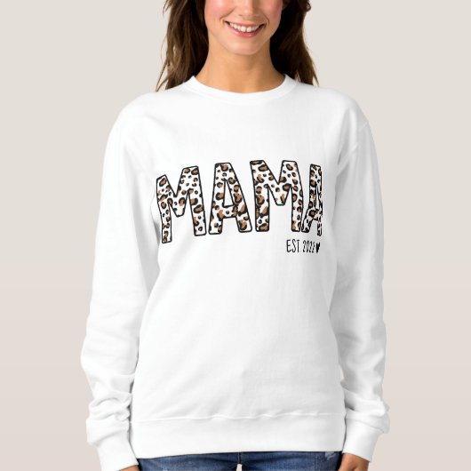 Mama Est Sweatshirt, Custom Mama Est 2022 Leopard Sweatshirt (Vorderseite)