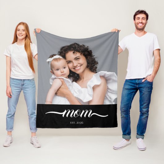 Mama Established Black Modern Script Foto Fleecedecke (Beispiel)