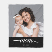 Mama Established Black Modern Script Foto Fleecedecke (Vorderseite)