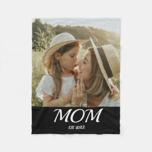 Mama Established Black Modern Script Foto Fleecedecke