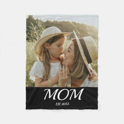 Mama Established Black Modern Script Foto  Fleecedecke (Vorderseite)