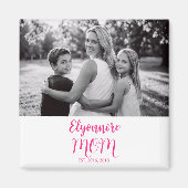 Mama Established Pink Schrift Name Foto Magnet (Vorne)