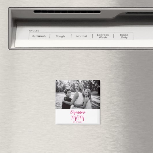 Mama Established Pink-Skript-Name-Foto Magnet (In Situ (Geschirrspüler))