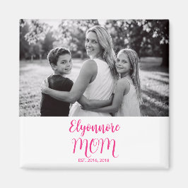 Mama Established Pink-Skript-Name-Foto Magnet
