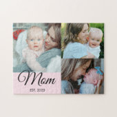 Mama Established Schrift Schwarz 3 Foto Geschenk Puzzle (Horizontal)