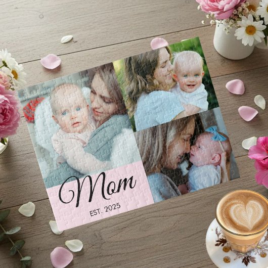 Mama Established Schrift Schwarz 3 Foto Geschenk Puzzle