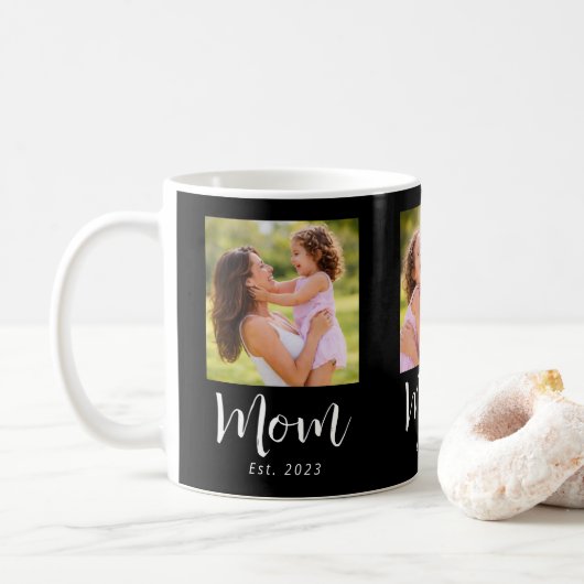 Mama Established Schrift Schwarz 3 Foto Kaffeetasse (Mit Donut)