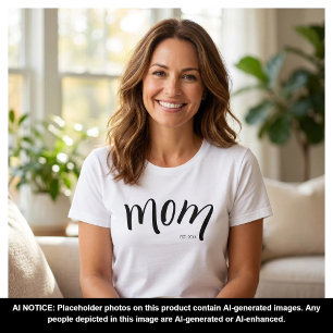 Mama Established Schrift Schwarz Custom Jahr Neu M T-Shirt