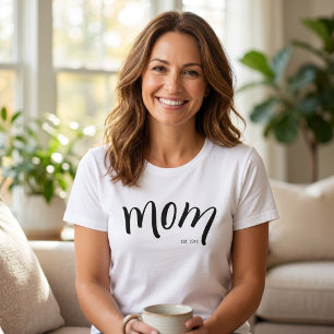Mama Established Schrift Schwarz Custom Jahr Neu M T-Shirt