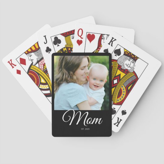 Mama Established Schrift Schwarz Foto Spielkarten (Rückseite)