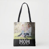 Mama Established Schriftzug schwarzes Foto-Geschen Tasche (Vorderseite)