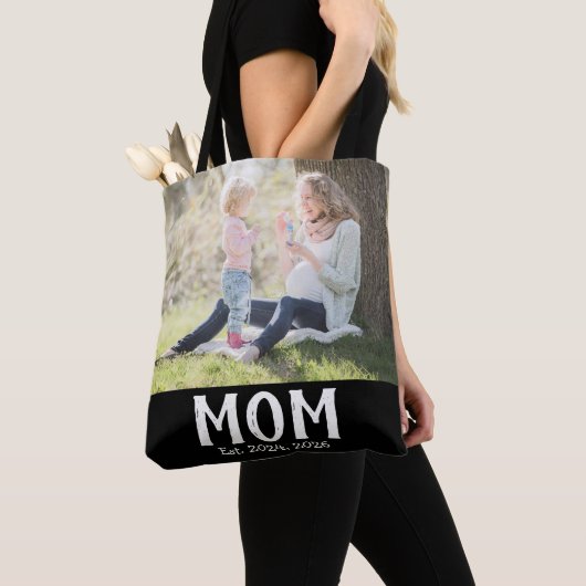 Mama Established Schriftzug schwarzes Foto-Geschen Tasche (Von Nahem)