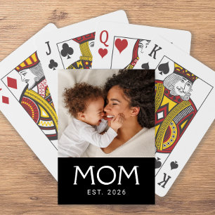 Mama Established Typography Black Foto Spielkarten